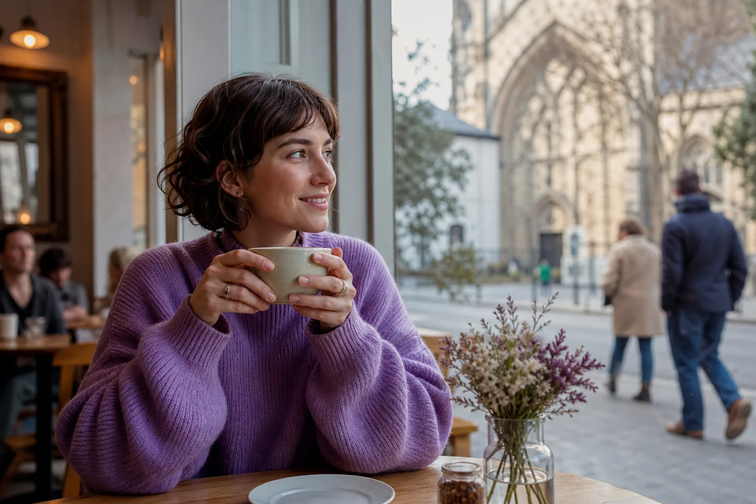 Person creating a dating profile at a café in Norwich