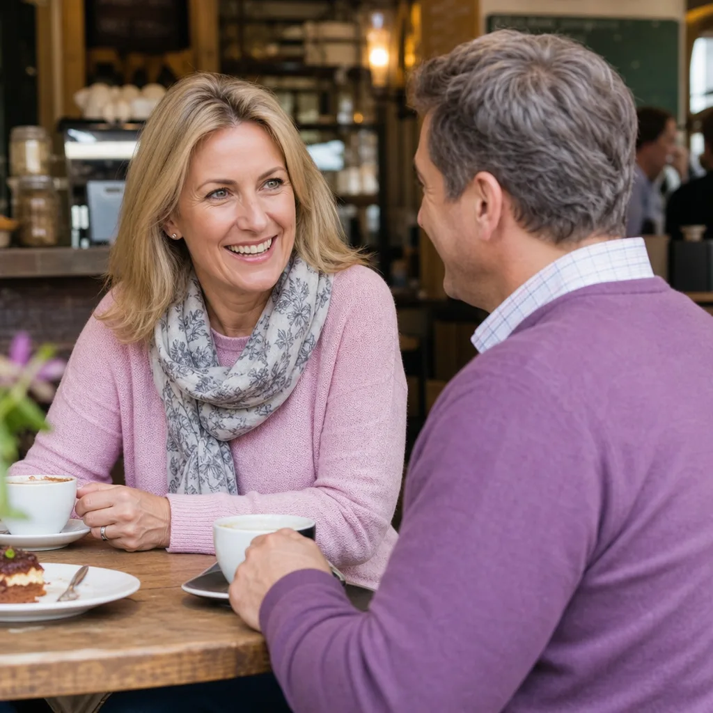 Two adults meeting for a daytime walk in Norwich Cathedral Close