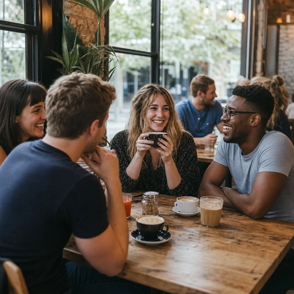 A relaxed first-date conversation at an independent Norwich café