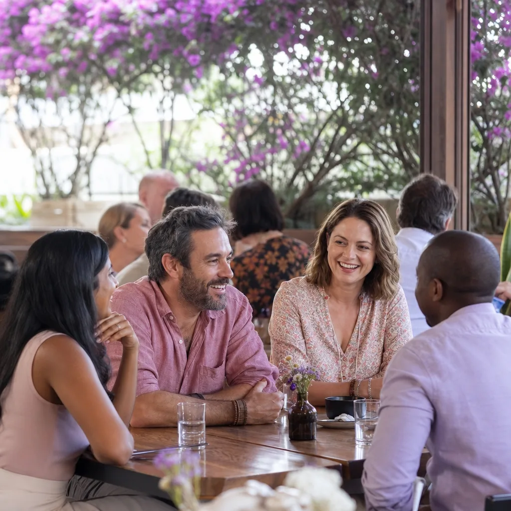 Two Norwich singles having a friendly conversation in a public venue